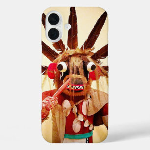 Wood kachina doll photo cute funny face silly iPhone 16 plus case