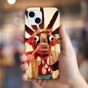 Wood kachina doll photo cute silly funny face iPhone 15 case