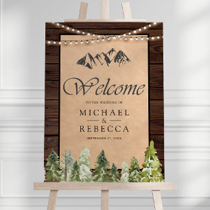 Wood Kraft Mountain Forest Wedding Welcome Sign