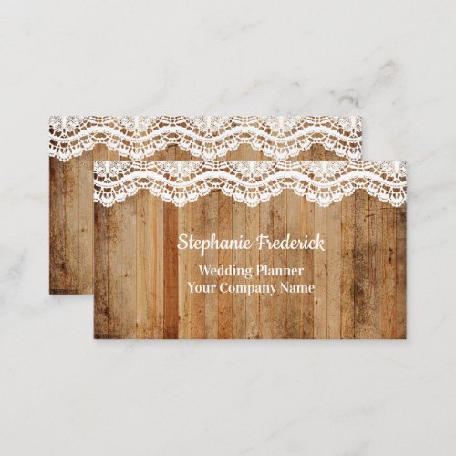 Wood Lace Rustic Country Feminine Business Card