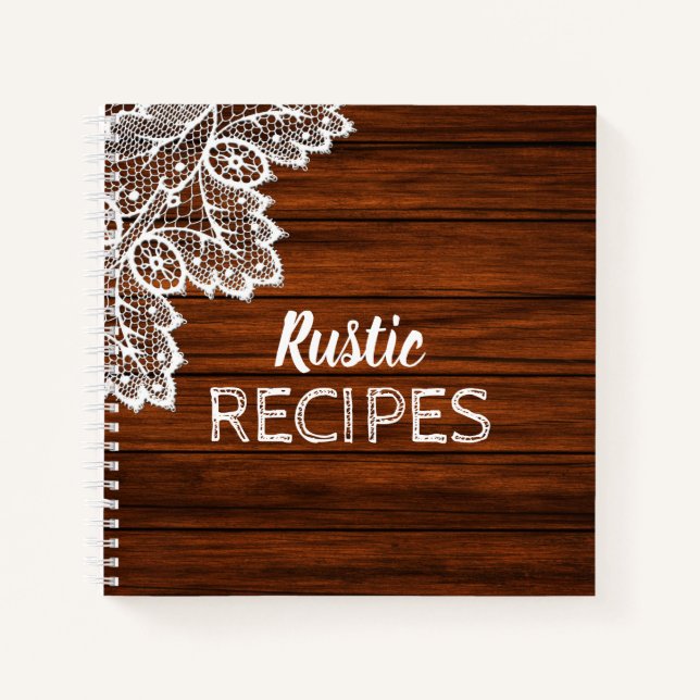 Wood & Lace Rustic Recipe Book (Front)