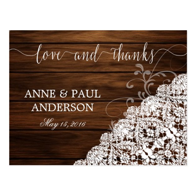 Wood & Lace Thank You Card