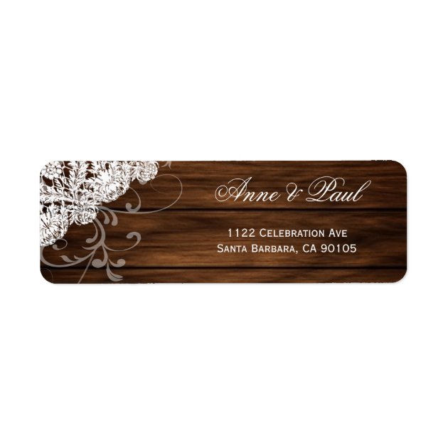 Wood & Lace Wedding Address Labels