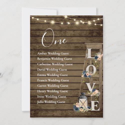 Wood Ladder Floral Table One Seating Card