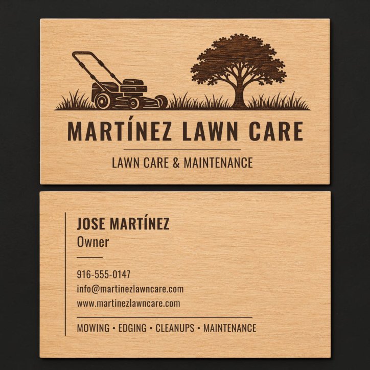 Wood Landscaping Lawn Service Professional Business Card