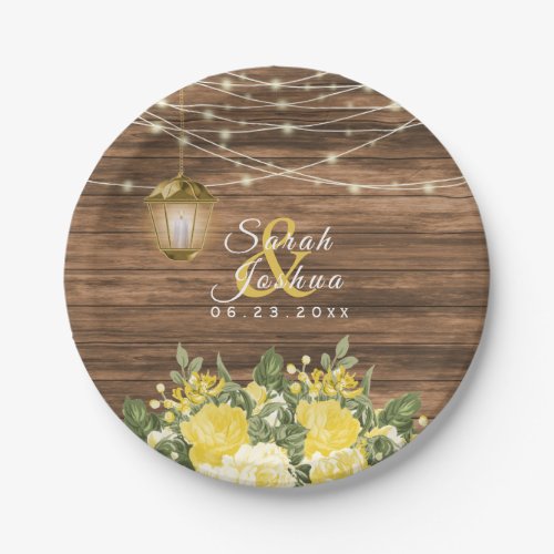 Wood Lanterns and Yellow Flower Paper Plates