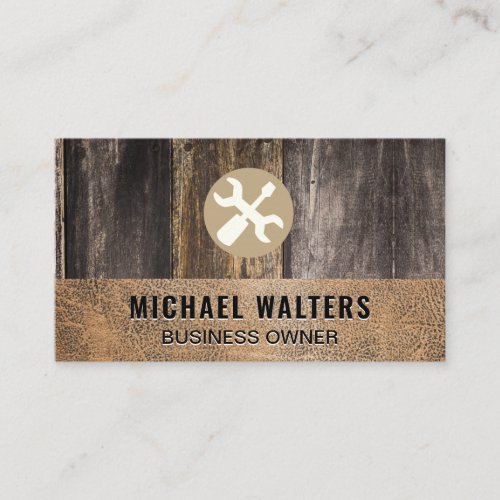 Wood Leather  Hardware Tools Business Card