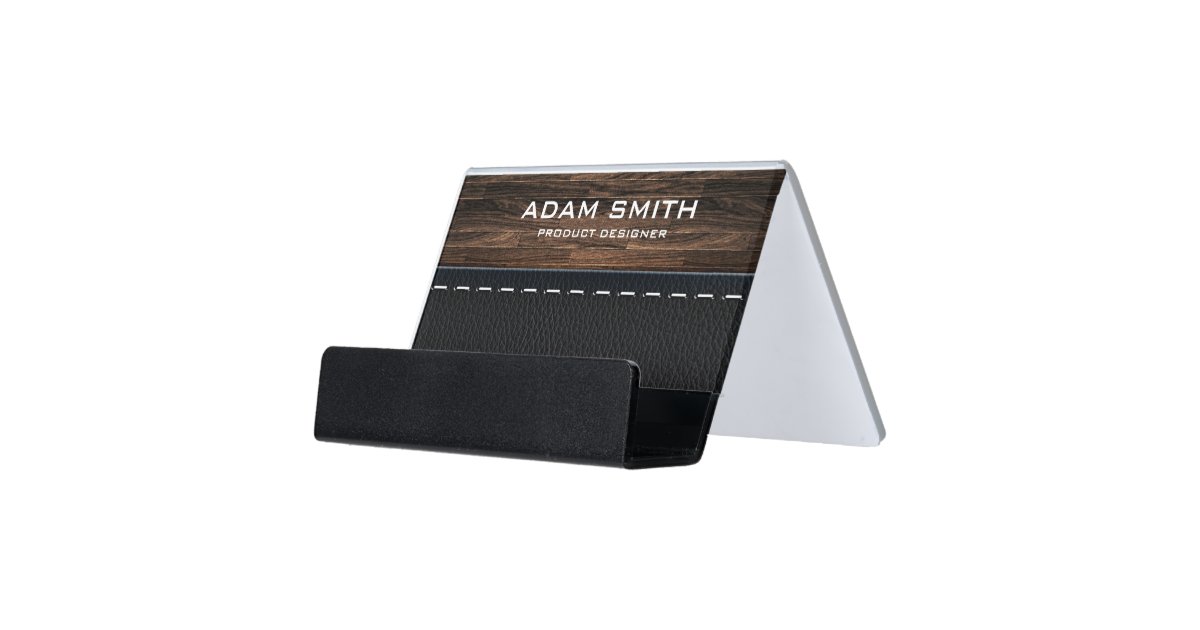 Wood Leather Look Professional Modern Customized Desk Business Wood Leather Look Professional Modern Customized Desk Business Card Holder Zazzle Com