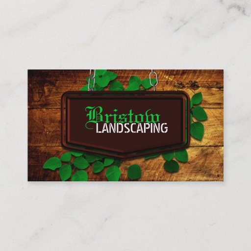 Customizable Wood & Leaves Landscaping Business Card