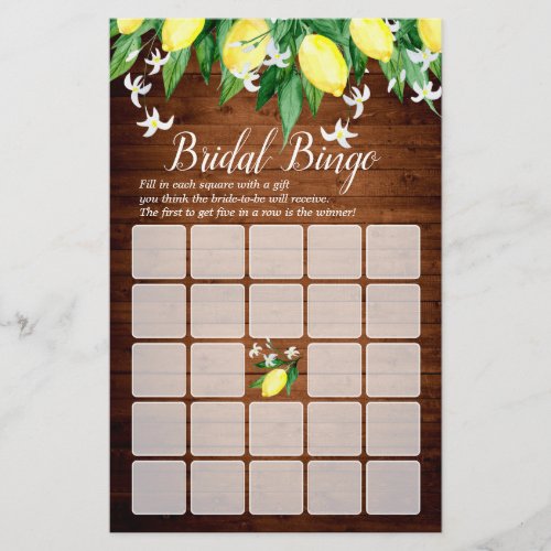 Wood Lemon Blossom Double_Sided Bridal Shower Game