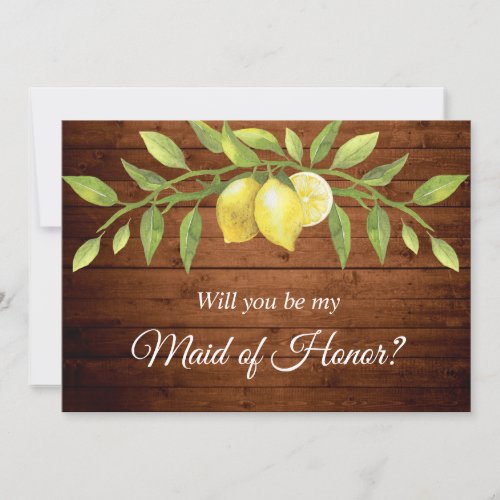 Wood Lemons  Bridal Party Proposal Invitation card