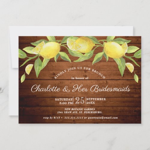 Wood  Lemons Greenery Bridesmaids Brunch Invitation