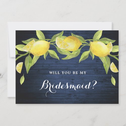 Wood  Lemons Greenery  Will You Be My Bridesmaid Invitation