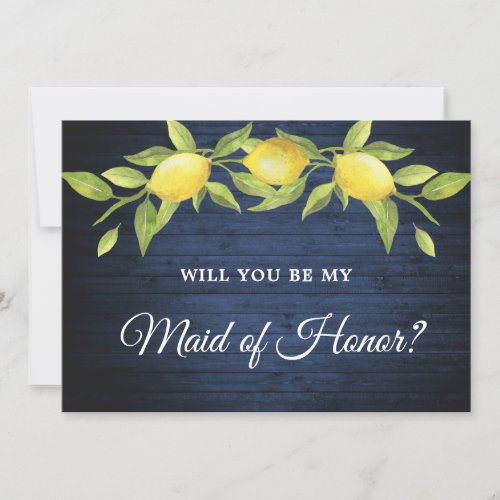 Wood Lemons Greenery Will You Be My Maid of Honor Invitation