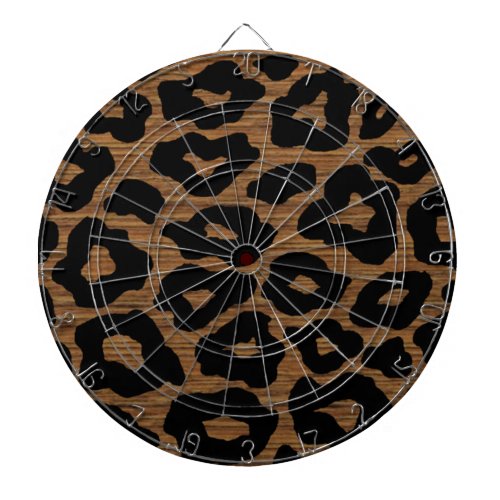 Wood Leopard Print Dart Board
