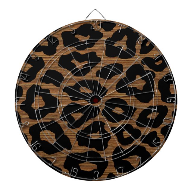 Wood Leopard Print Dart Board (Front)