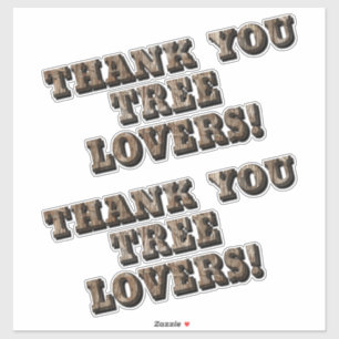 Wood Letters Style Thank You Tree Lovers Cute Sticker
