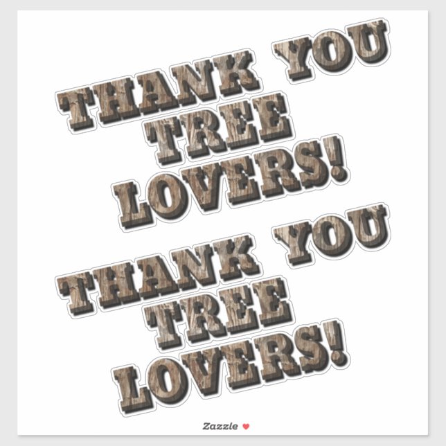 Wood Letters Style Thank You Tree Lovers Cute Sticker (Sheet)