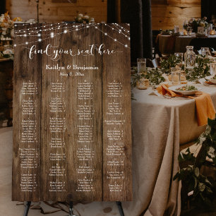 Wood & Lights 128 Guest Alphabetical Seating Chart Foam Board