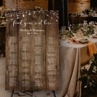 Wood & Lights 128 Guest Alphabetical Seating Chart Foam Board