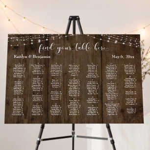 Wood & Lights Alphabetical Seating Chart 170 Names Foam Board
