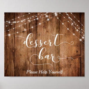 Wood & Lights Dessert Bar Wedding Reception Sign