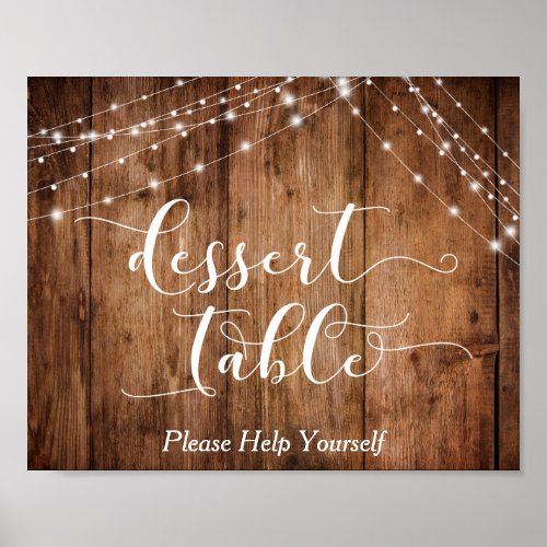 Wood  Lights Dessert Table Calligraphy Sign