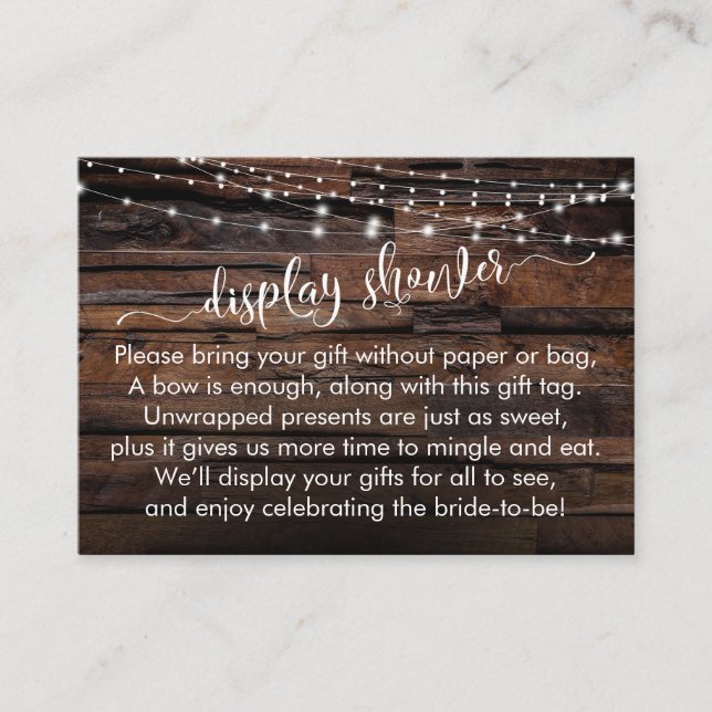 Wood & Lights Display Bridal Shower Gift Card (Front)