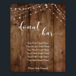 Wood & Lights Donut Bar Wedding Reception Sign<br><div class="desc">This rustic, elegant suite of designs presents popular design trends combined in a fresh way. With a rich brown wood background and dual strings of twinkling light accents, I've combined a beautiful modern script font to render graphics depicting key words and phrases in the design set. In this sign's design,...</div>