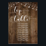 Wood & Lights Top Table with Guest Names Card<br><div class="desc">This rustic, elegant wedding and event invitation suite of designs presents some popular wedding design trends combined in a fresh way. With a rich brown wood background and dual strings of twinkling light accents, I've combined a beautiful modern script font to render graphics depicting key words and phrases in the...</div>