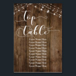 Wood & Lights Top Table with Guest Names Card<br><div class="desc">This rustic, elegant wedding and event invitation suite of designs presents some popular wedding design trends combined in a fresh way. With a rich brown wood background and dual strings of twinkling light accents, I've combined a beautiful modern script font to render graphics depicting key words and phrases in the...</div>