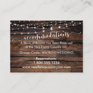 Wood & Lights Wedding Accommodations Insert Cards