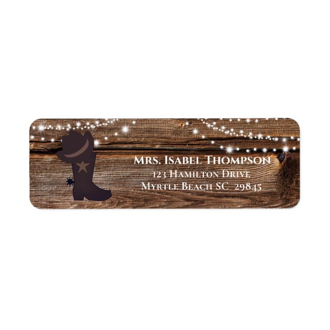 Wood Lights Western Cowgirl Address Label (Front)