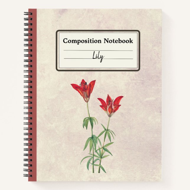 Wood Lily Flower Personalized Composition Notebook (Front)