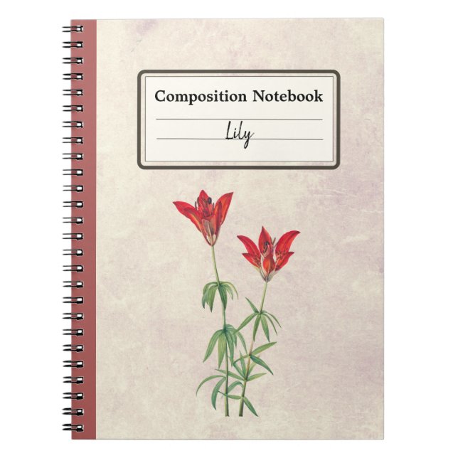 Wood Lily Flower Personalized Composition  Notebook (Front)