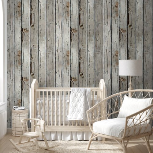 Wood limewash country western white rustic chic wallpaper 
