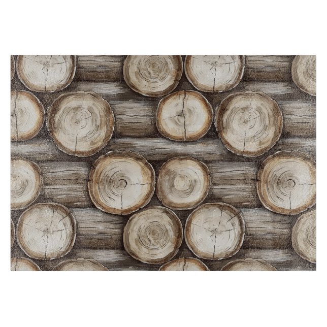 Wood Log Cabin Christmas Cutting Board (Front)