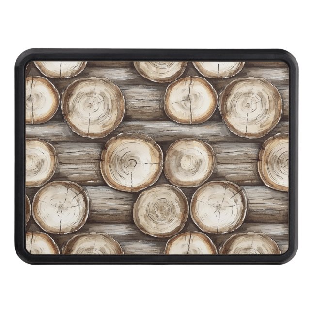 Wood Log Cabin Christmas Hitch Cover (Front)