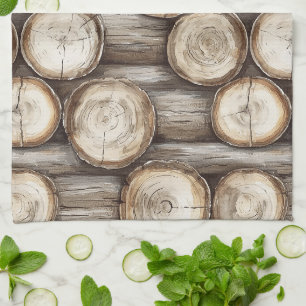 Wood Log Cabin Christmas Kitchen Towel