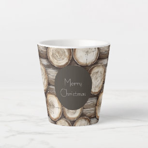 Wood Log Cabin Christmas Latte Mug