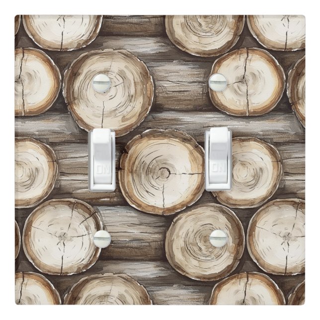 Wood Log Cabin Christmas Light Switch Cover (In Situ)