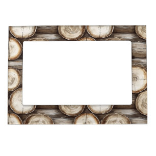 Wood Log Cabin Christmas Magnetic Frame