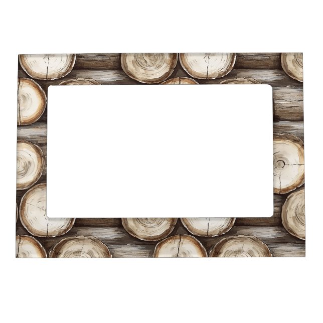 Wood Log Cabin Christmas Magnetic Frame (Front)