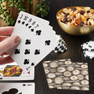 Wood Log Cabin Christmas Poker Cards