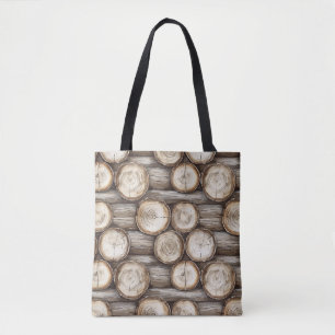 Wood Log Cabin Christmas Tote Bag
