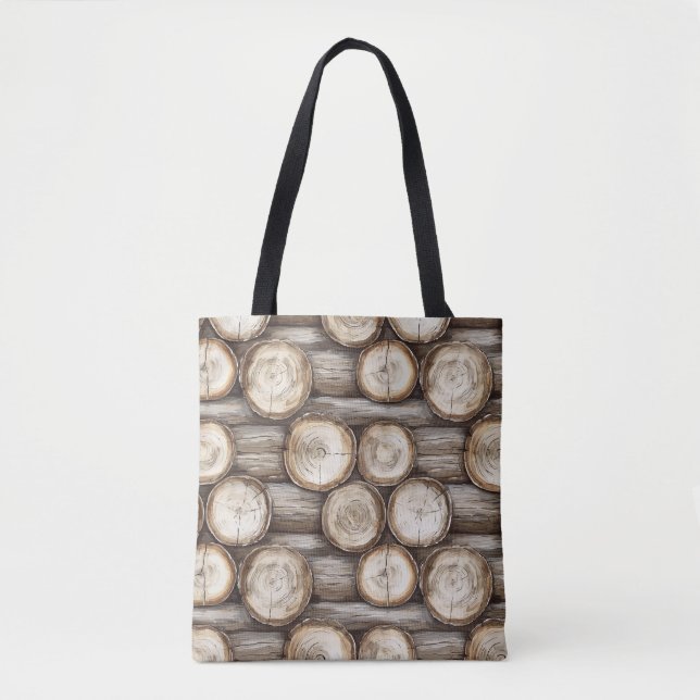Wood Log Cabin Christmas Tote Bag (Front)