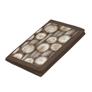 Wood Log Cabin Christmas Tri-fold Wallet