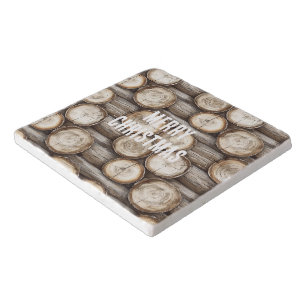 Wood Log Cabin Christmas Trivet