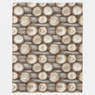 Wood Log Cabin Fleece Blanket