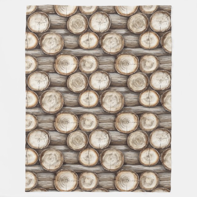 Wood Log Cabin  Fleece Blanket (Front)